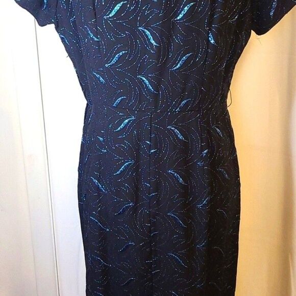 Carol Brent Vintage Union Made Sparkly Embroidered Print Retro Cocktail Dress M - Picture 11 of 16